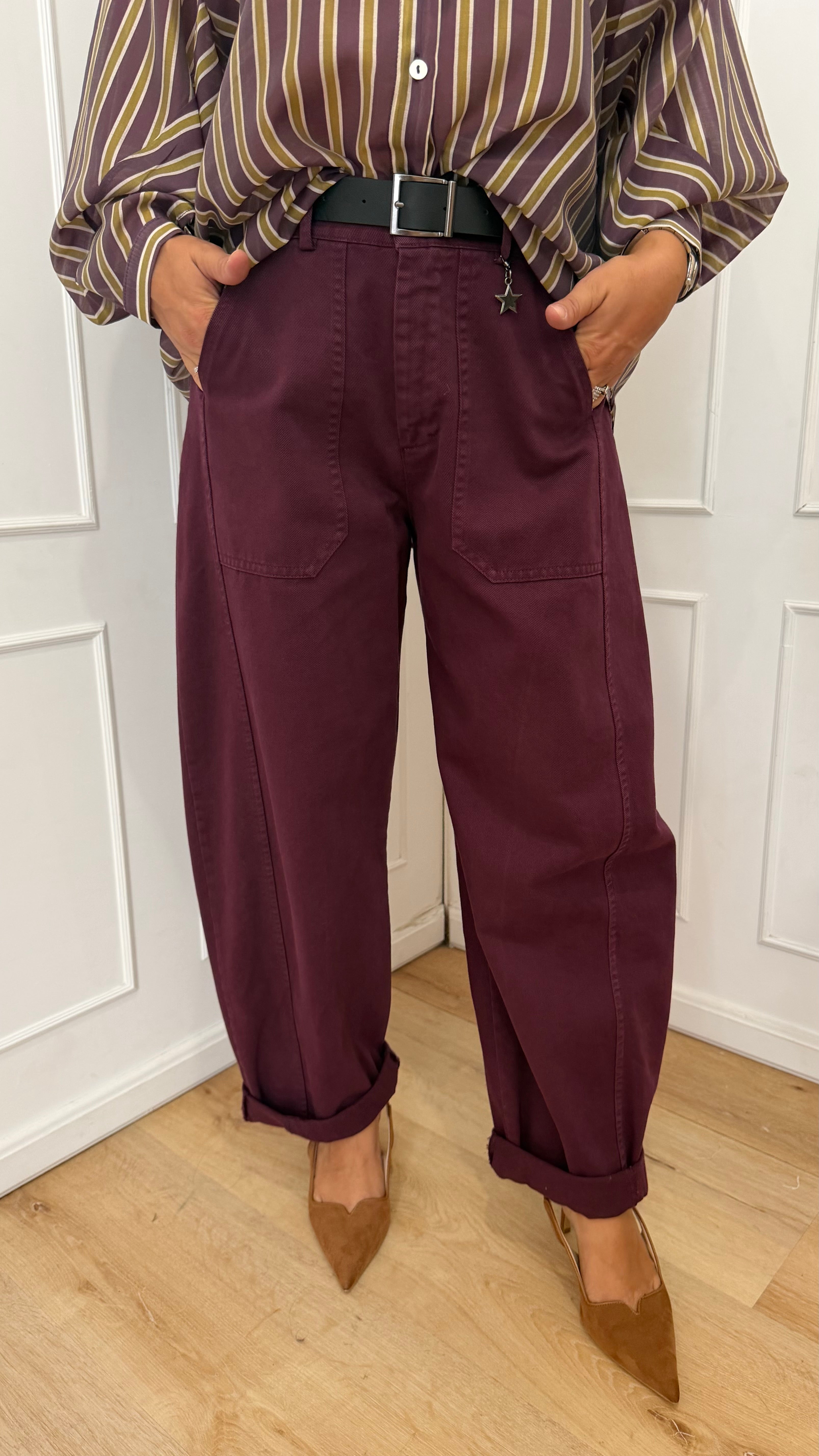 Pantalone ovetto stellina bordaux susymix