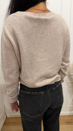 Maglia paricollo ampio cashmere beige griffai