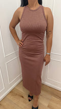 Abito lurex midi rosa gold vicolo