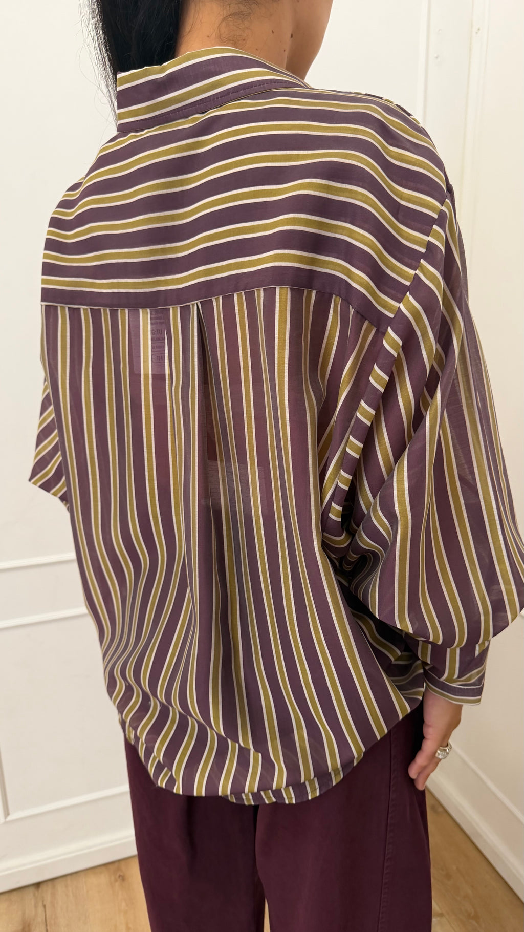 Camicia rigata melanzana susymix