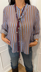 Camicia nomad con collana righe celeste Haveone