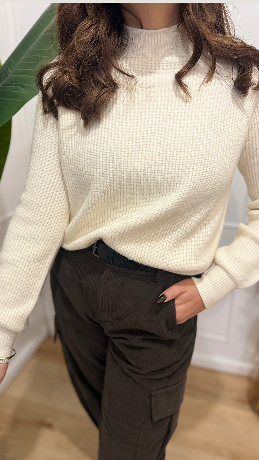 Maglia collo alto panna Susy Mix