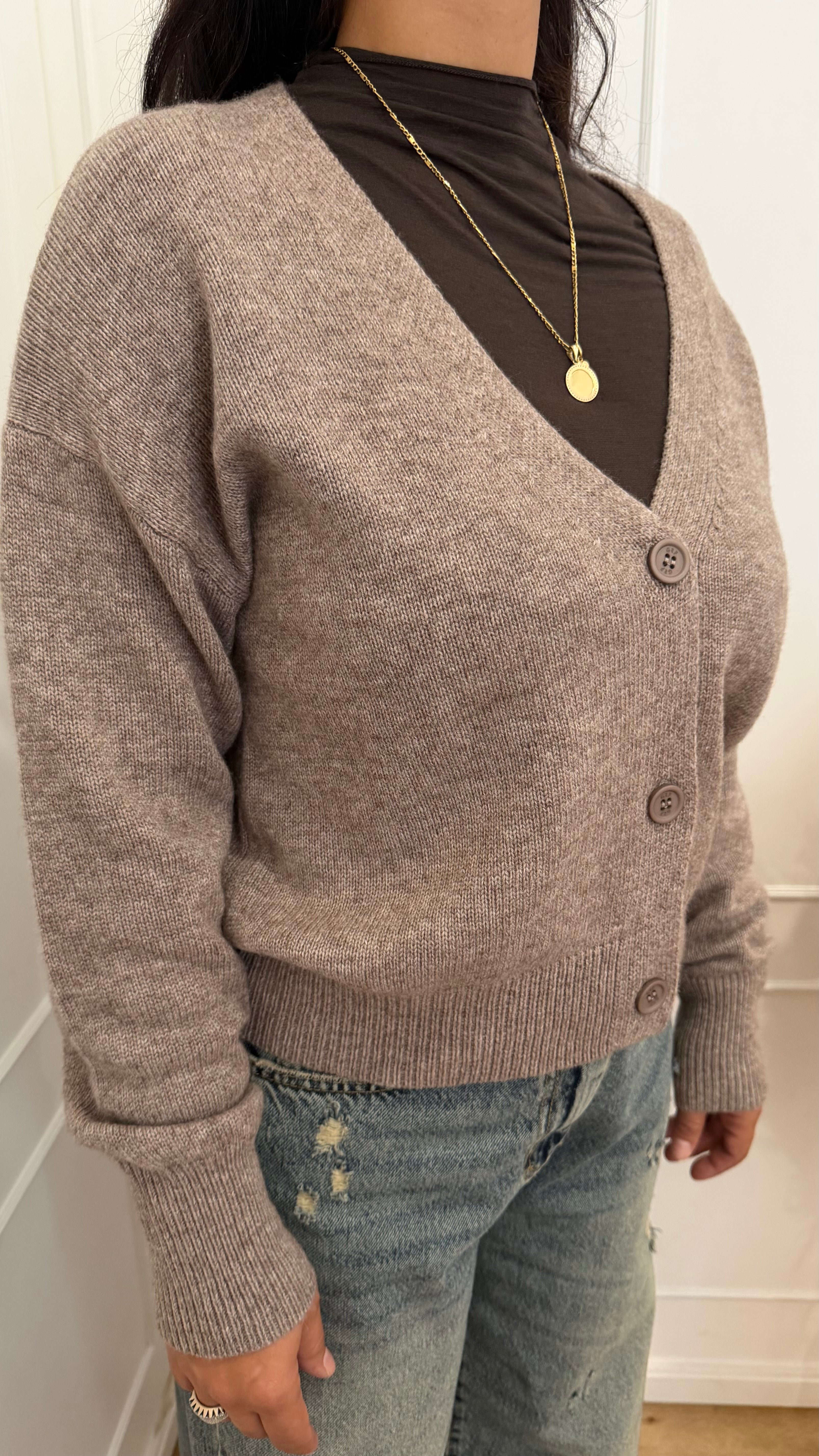 Cardigan tortora Cashmere Griffai