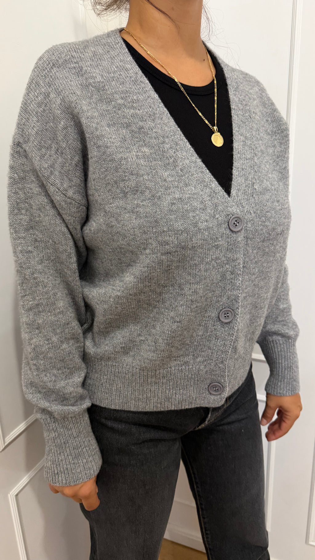 Cardigan grigio melange Cashmere Griffai