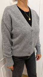 Cardigan grigio melange Cashmere Griffai