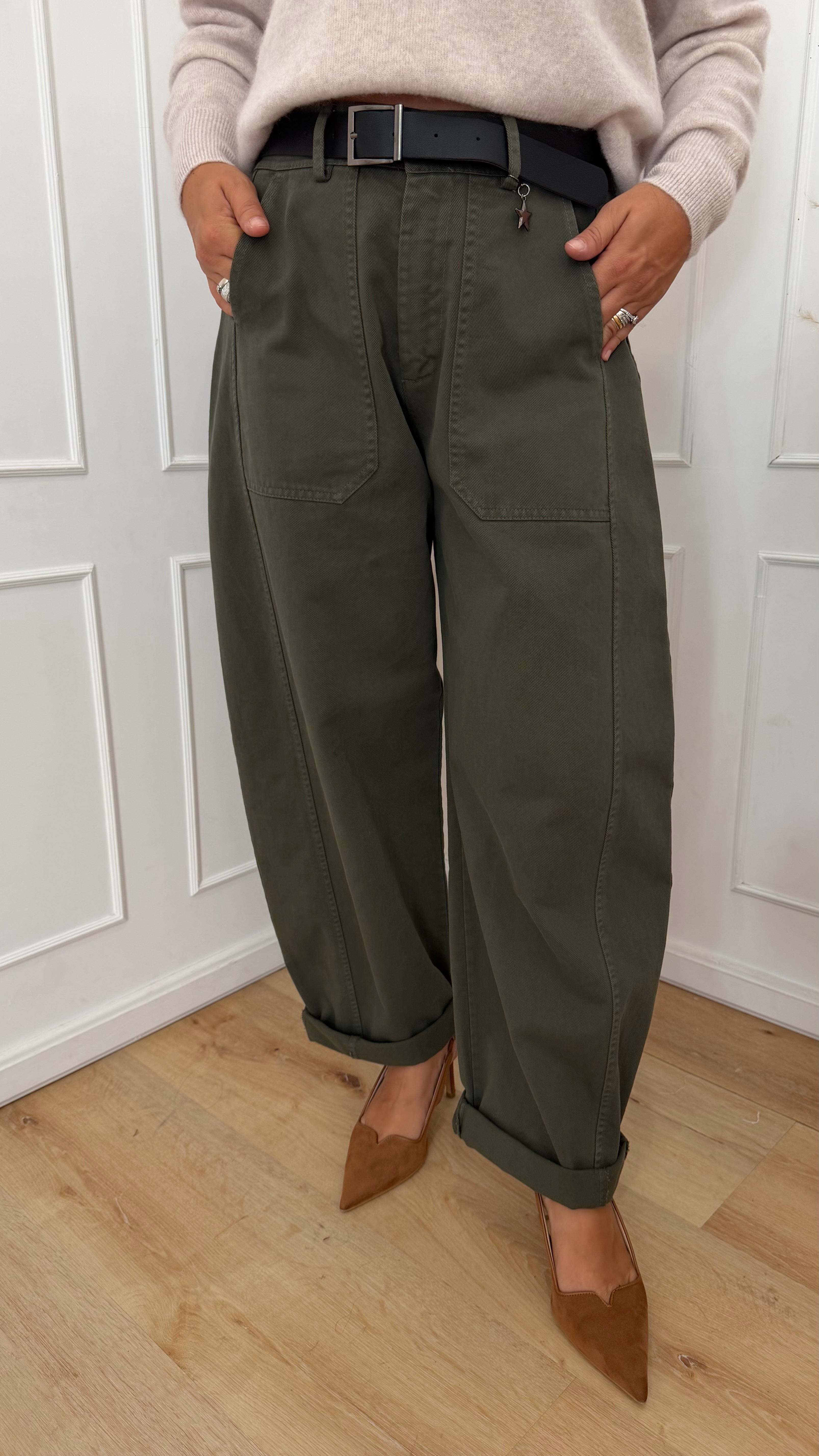 Pantalone ovetto stellina verde militare  susymix