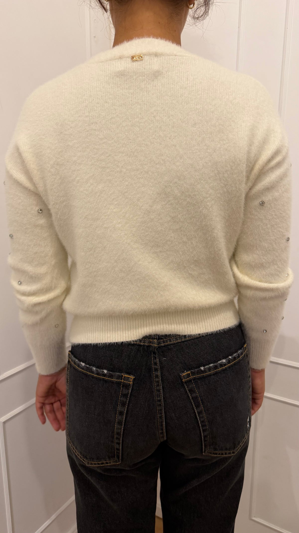 Cardigan effetto pelo con strass fin Griffai
