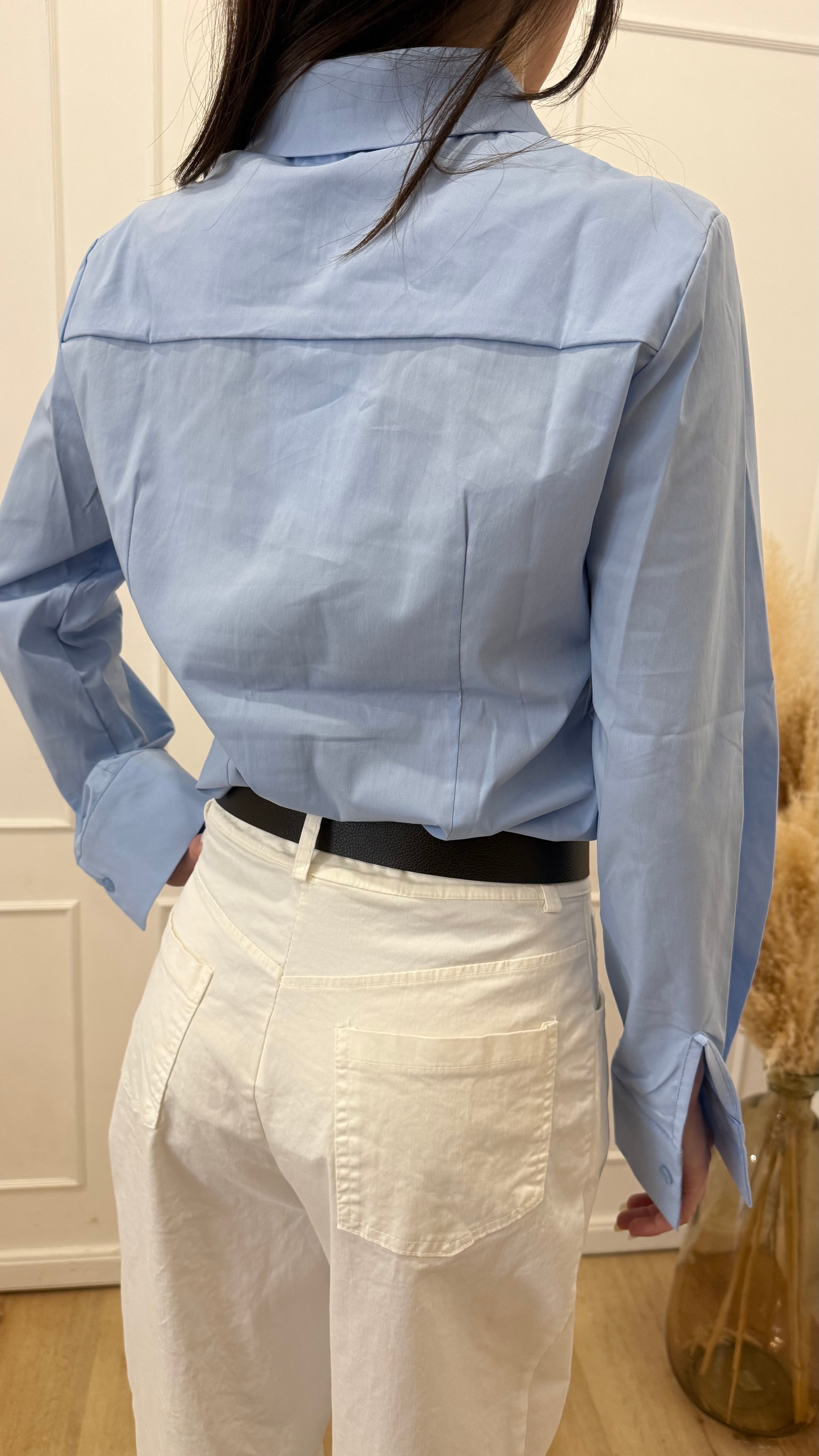 Camicia bottone gioiello celeste Susy Mix