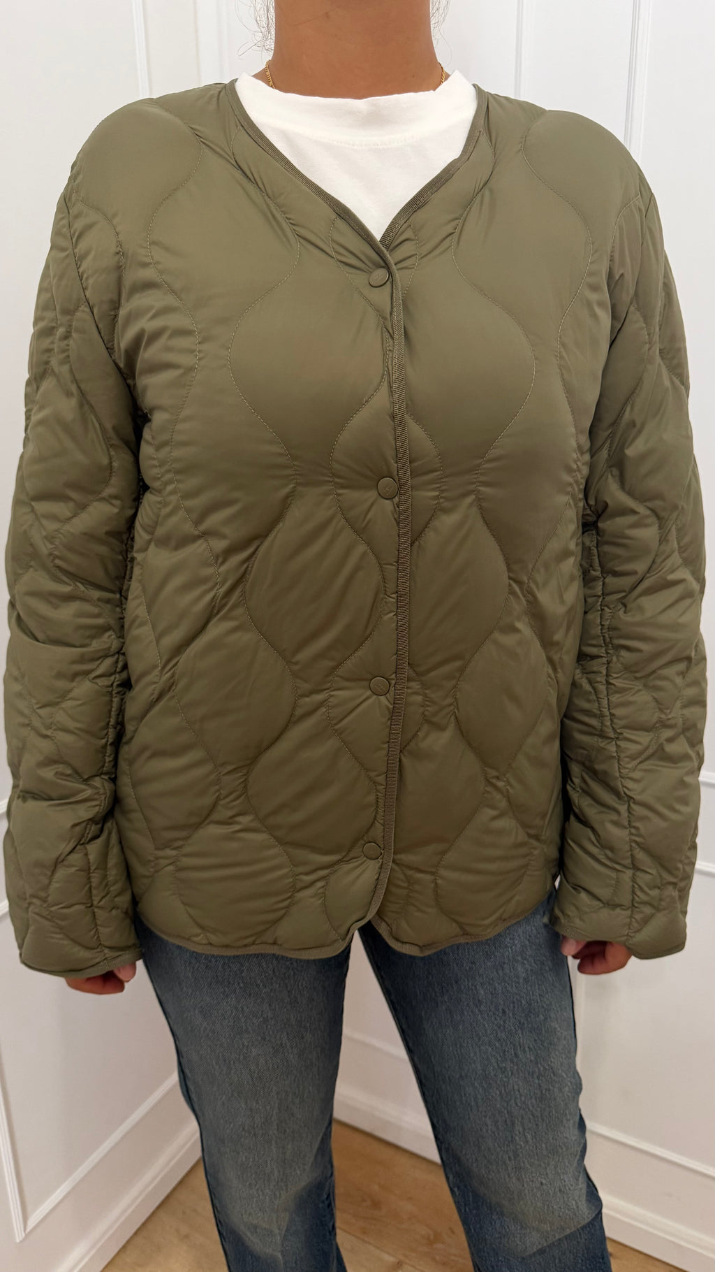 Piumino con impunture verde militare Haveone