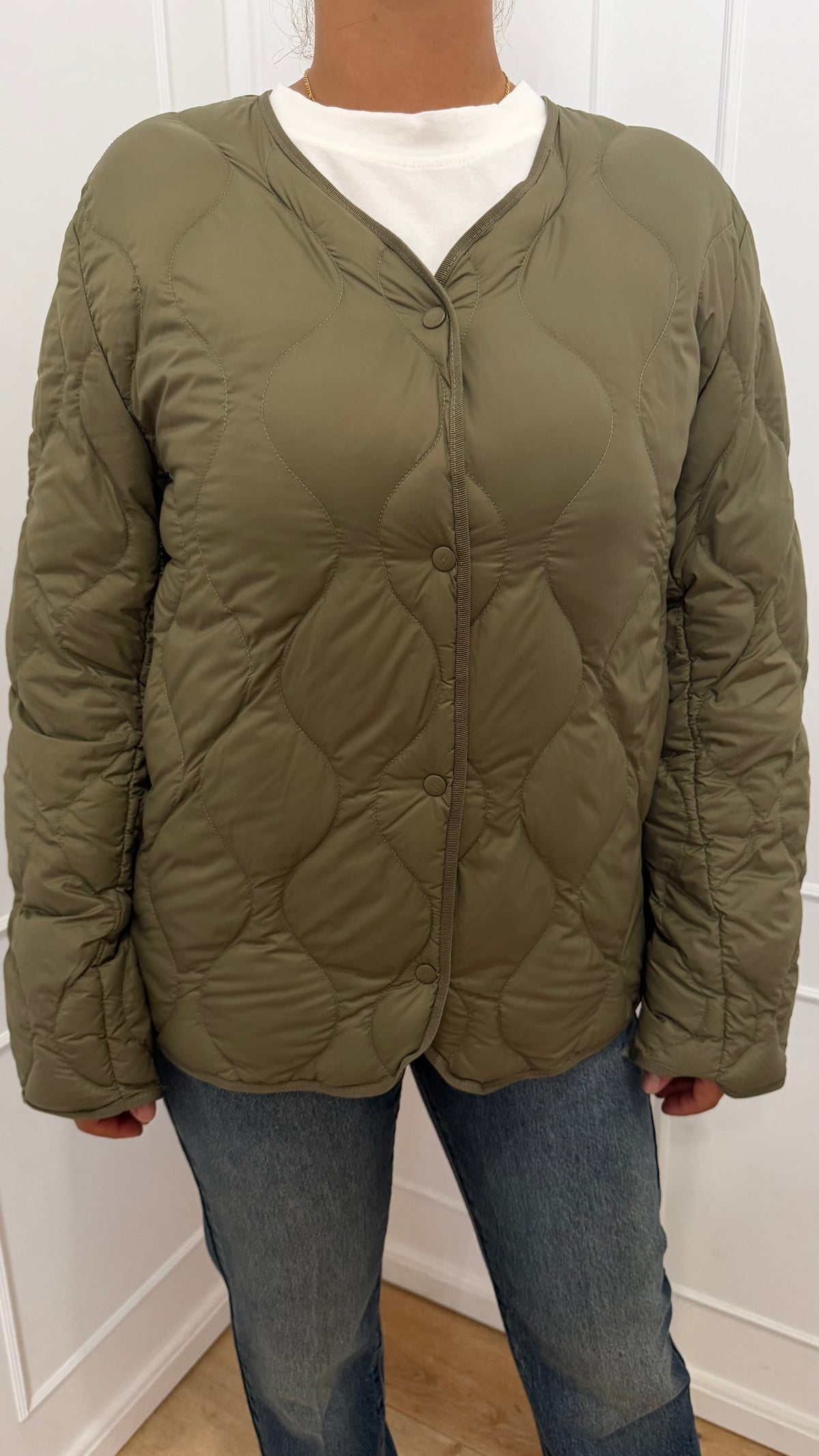 Piumino con impunture verde militare Haveone