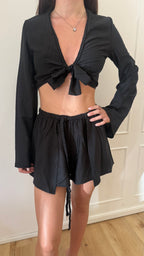 crop top treccia nero cotazur
