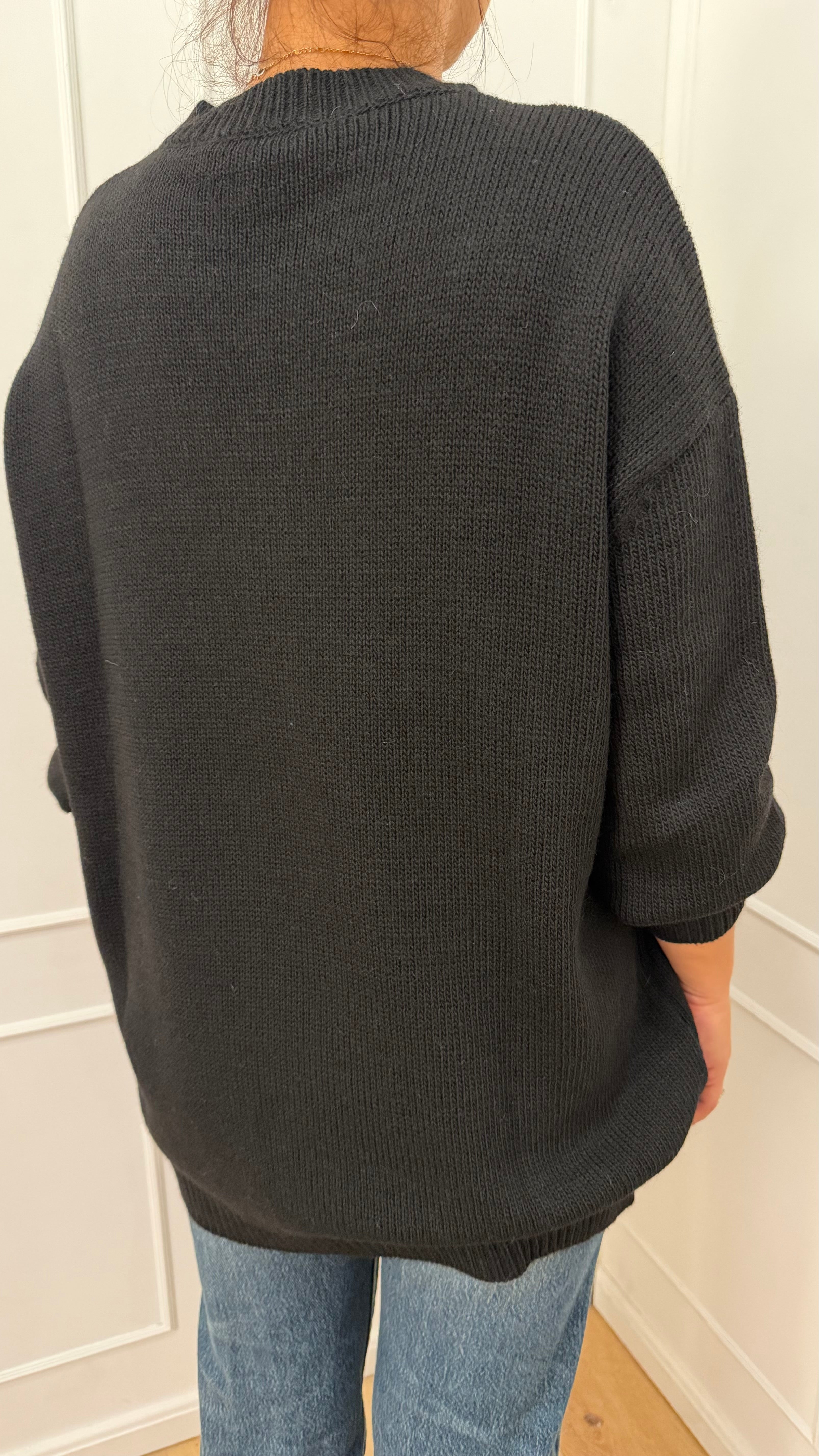 MAGLIA OVER GIROCOLLO E POLSI A SBUFFO NERO HAVEONE