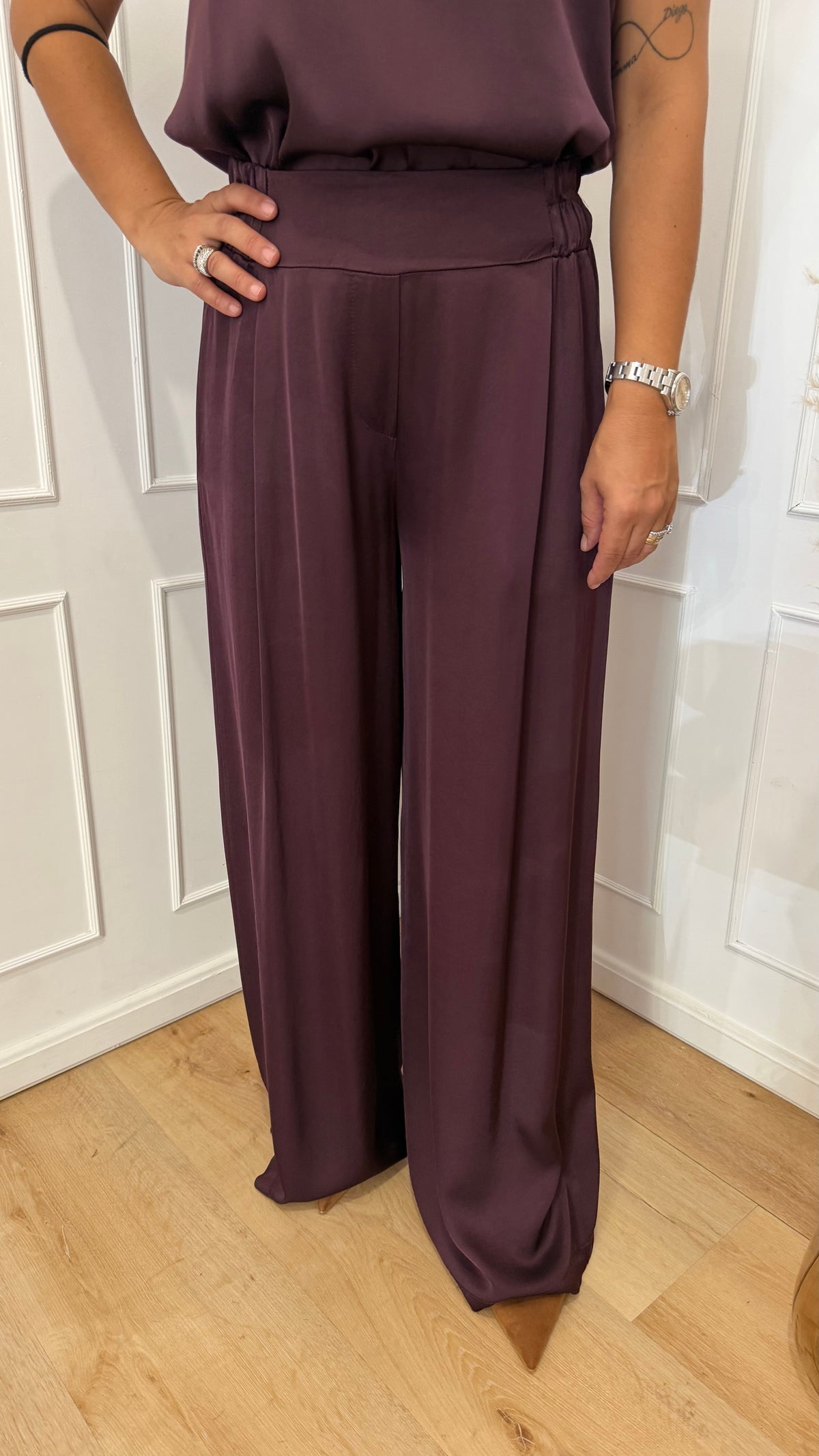 Pantalone effetto raso Bordaux susymix