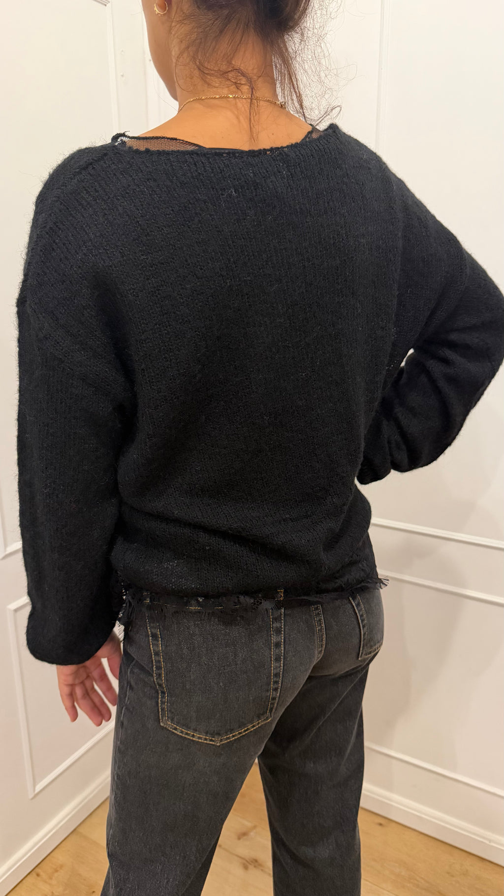 Maglia V più pizzo nero Susy Mix