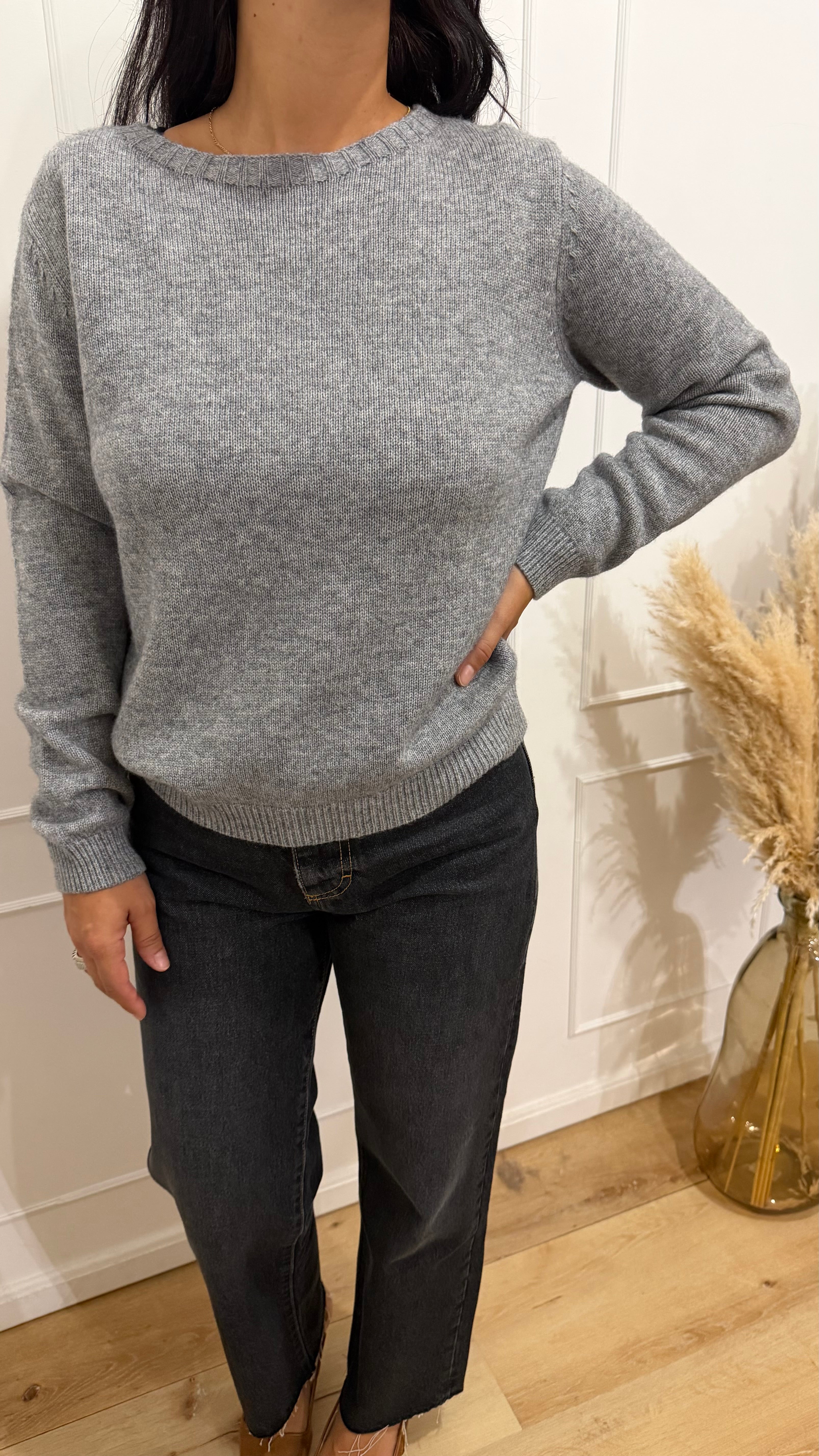 Maglia paricollo ampio cashmere grigio  griffai