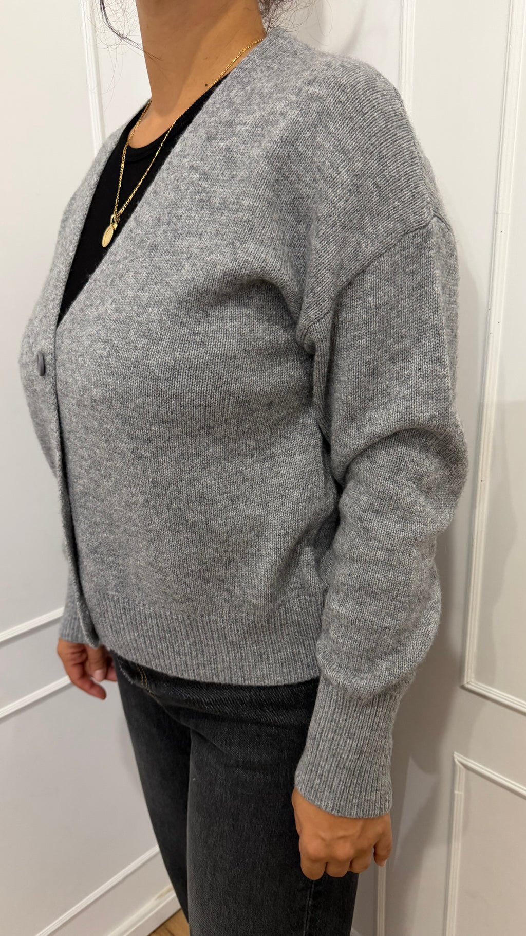 Cardigan grigio melange Cashmere Griffai
