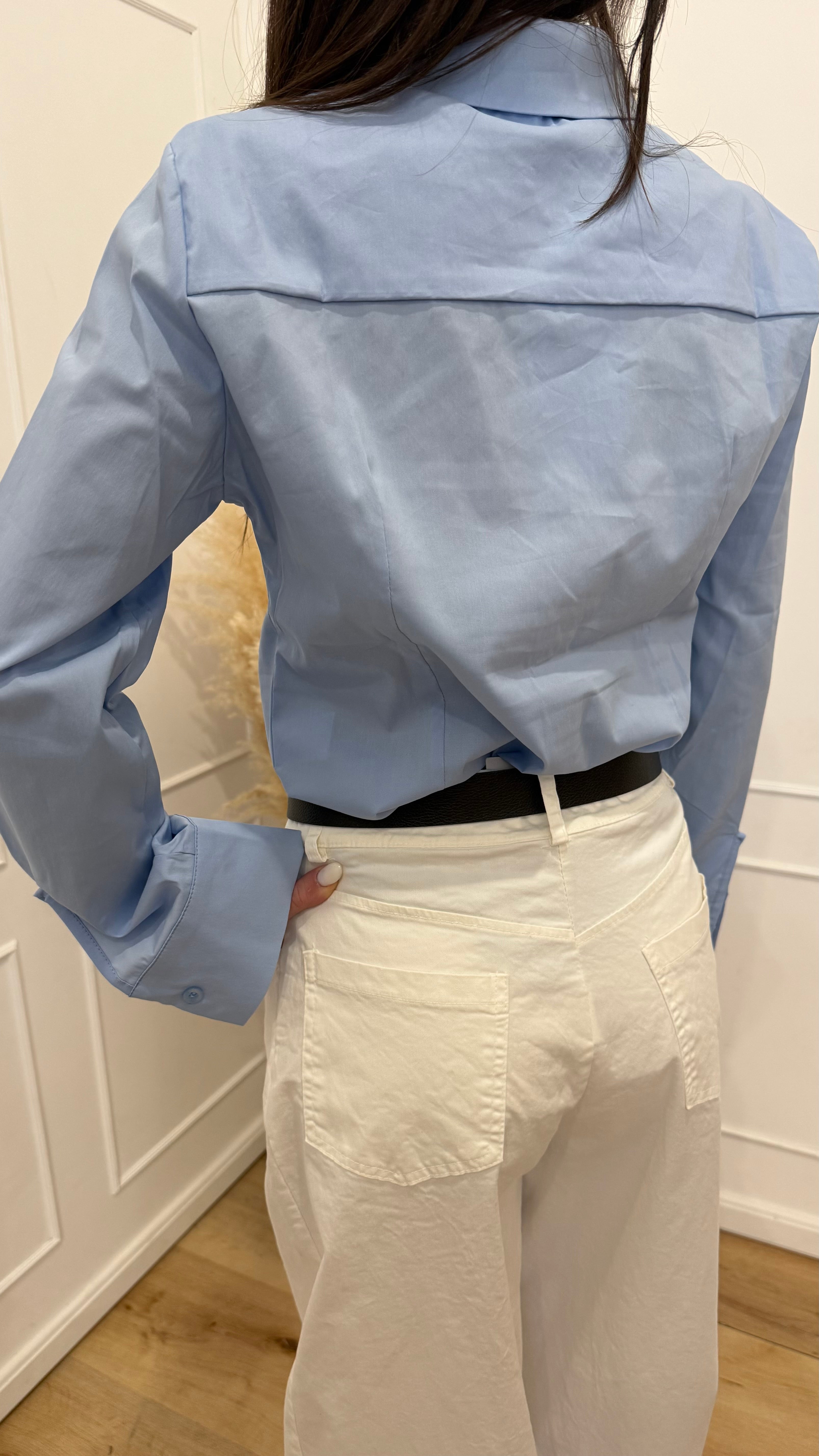 Camicia bottone gioiello celeste Susy Mix
