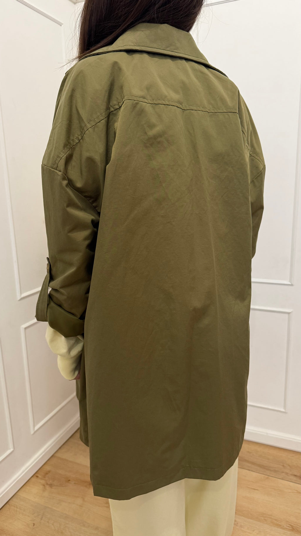 Trench verde militare doppiopetto Susy mix