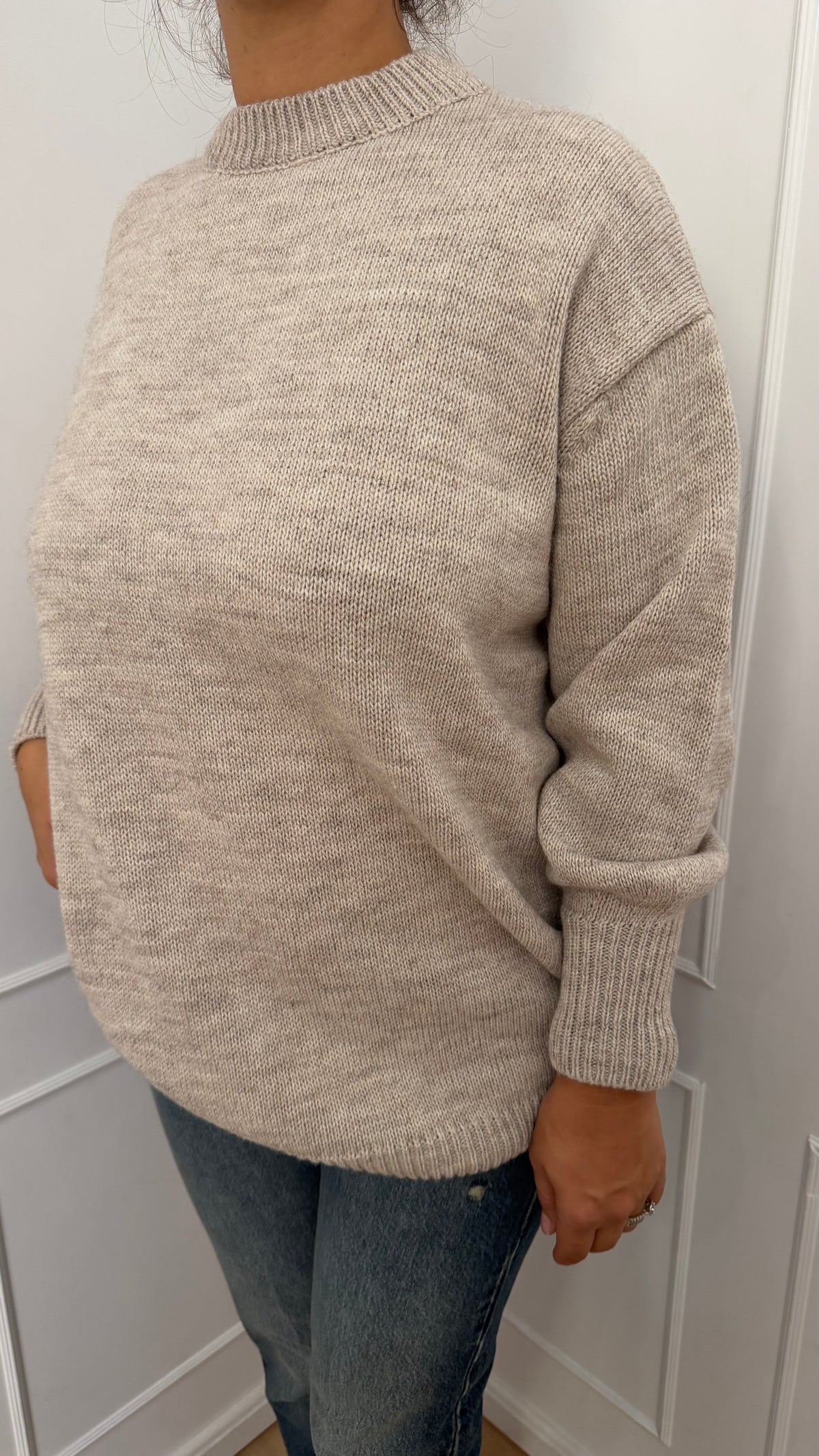 MAGLIA OVER GIROCOLLO E POLSI A SBUFFO BEIGE HAVEONE