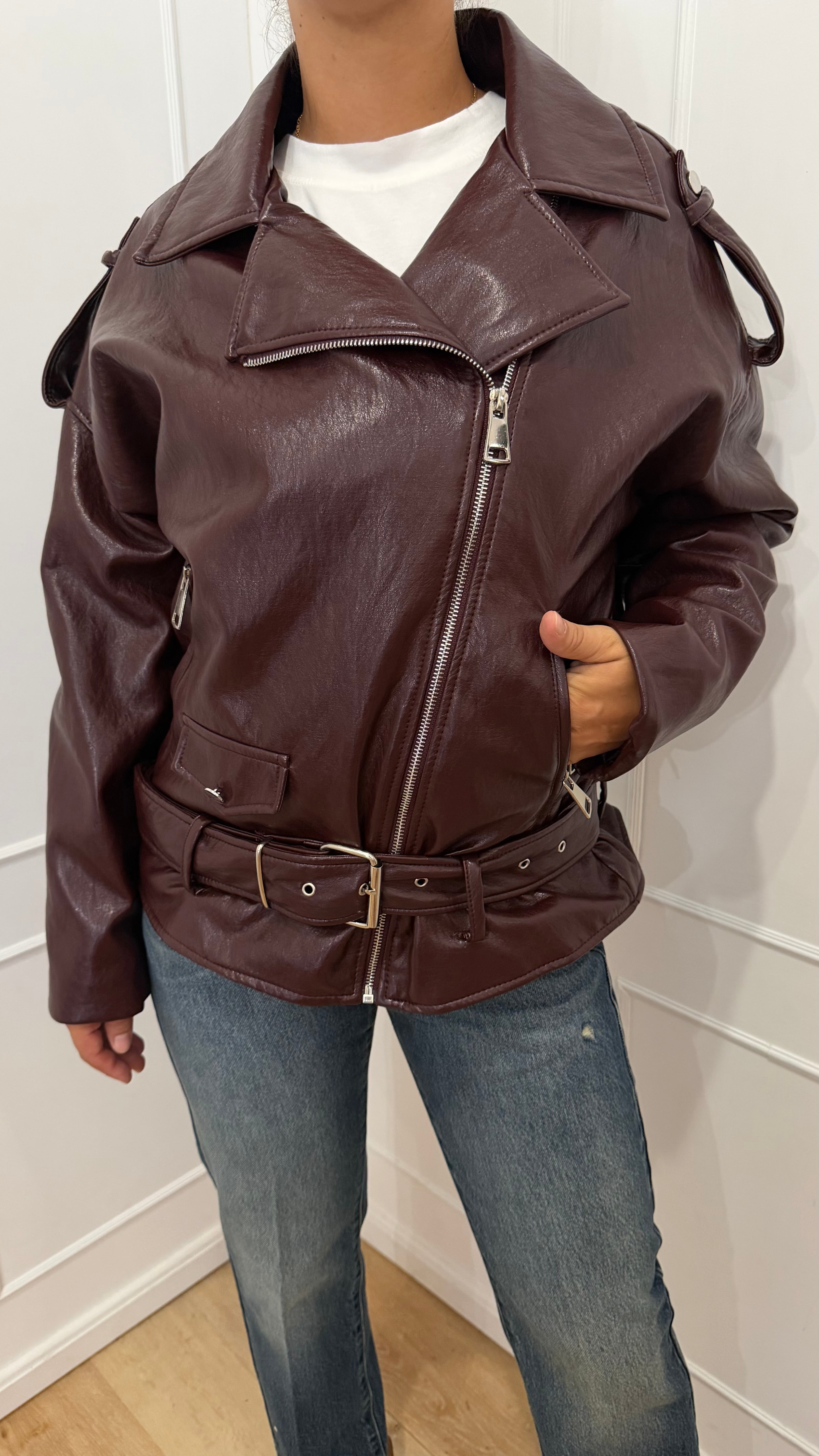 Chiodo con cintura bordeaux haveone