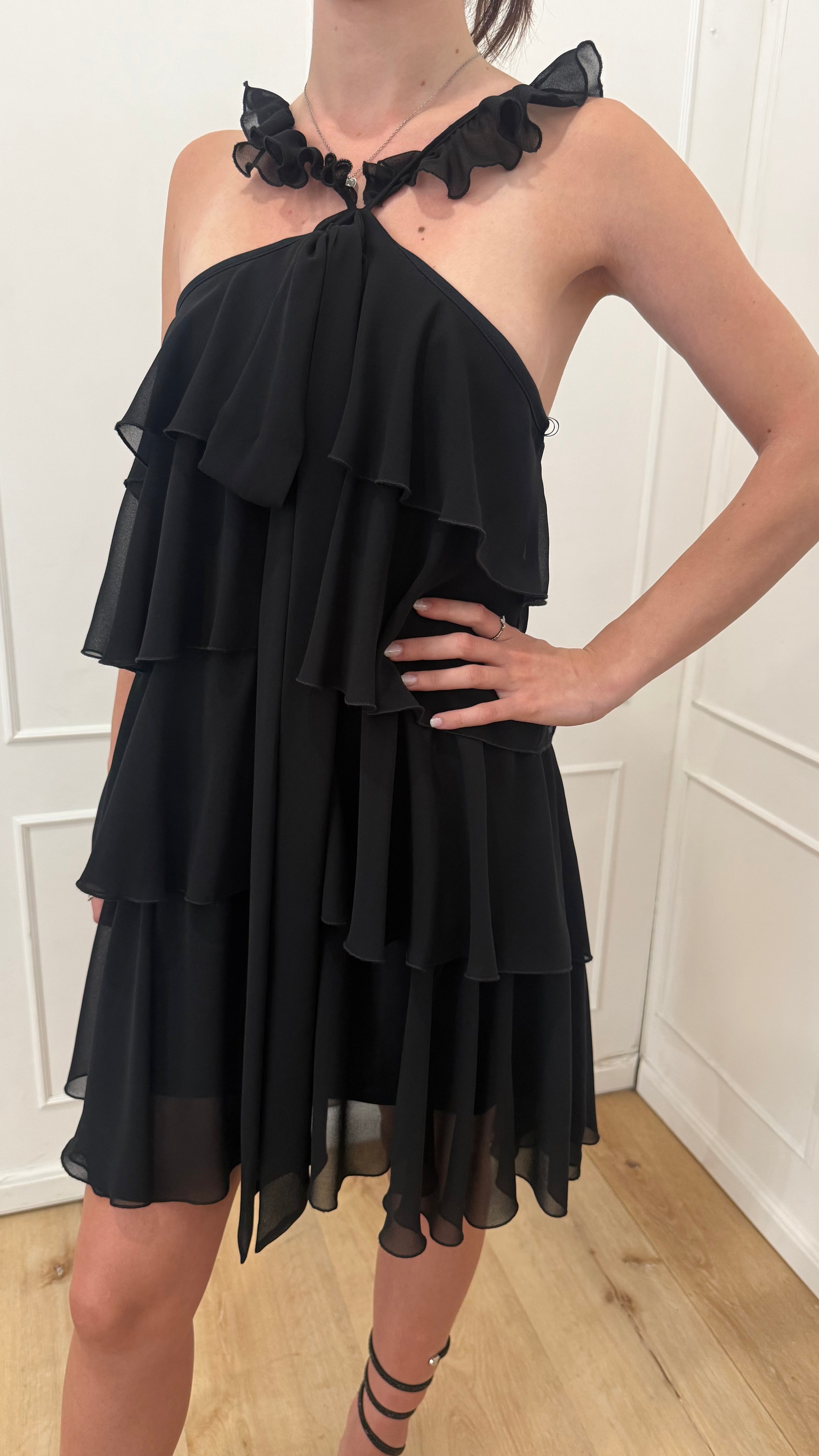 RIBBON DRESS TEODO NERO ANIYE BY