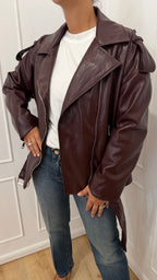 Chiodo con cintura bordeaux haveone