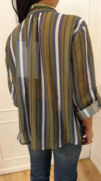 Camicia nomad con collana righe blu panna e verde  Haveone