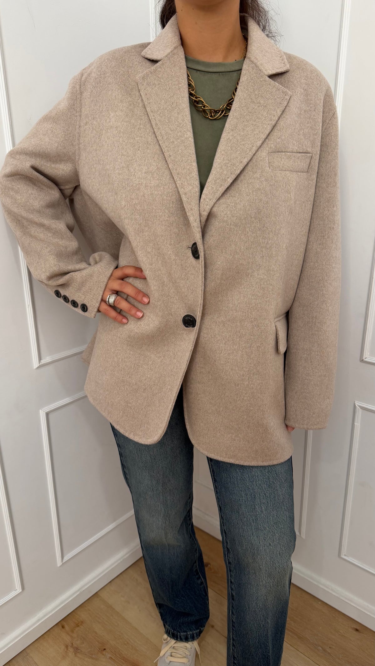 Cappotto corto in misto lana tortora Vicolo