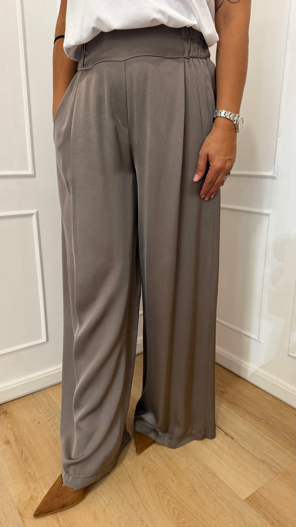 Pantalone effetto raso fango susymix