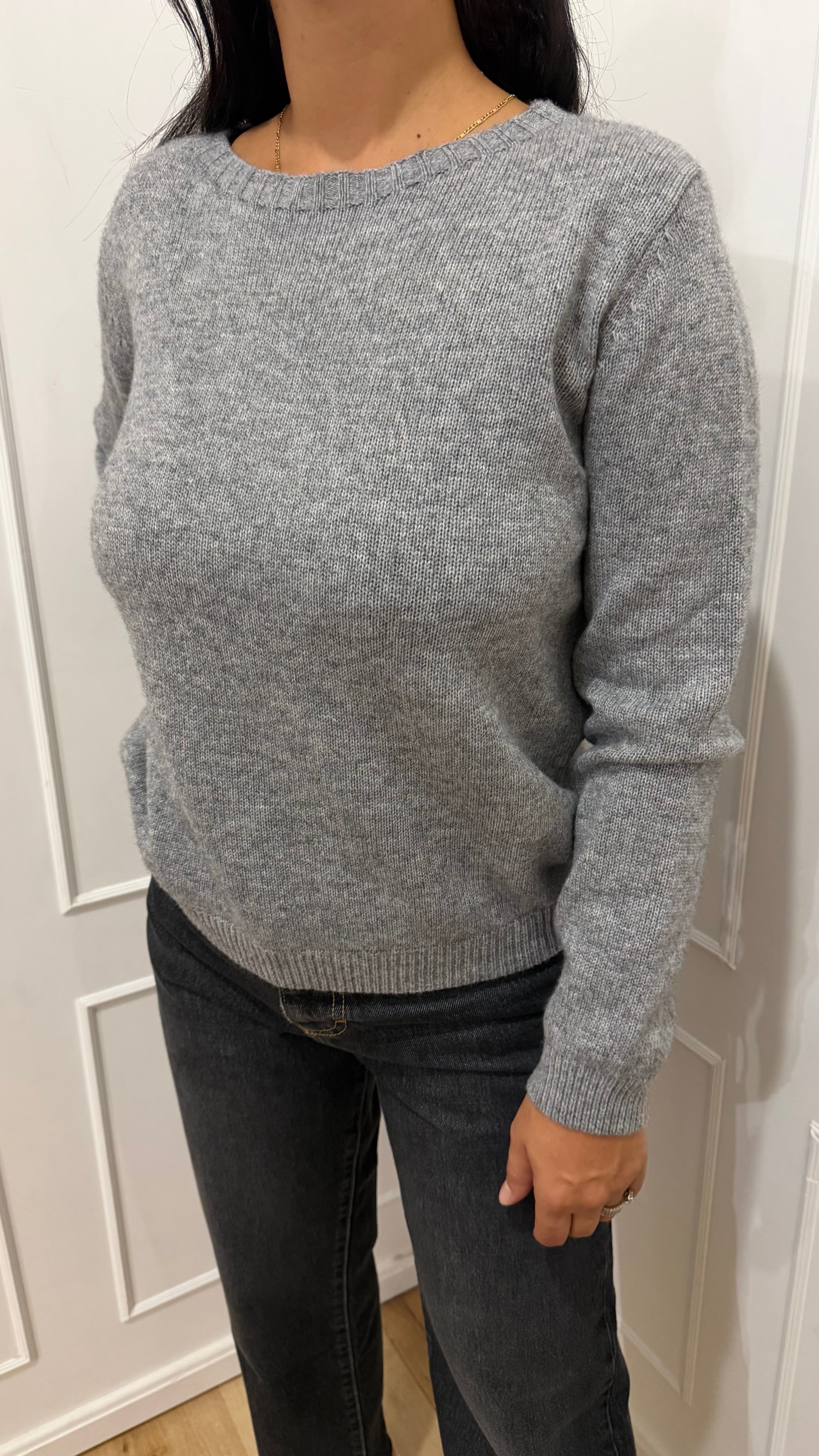 Maglia paricollo ampio cashmere grigio  griffai
