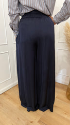 Pantalone effetto raso blu susymix