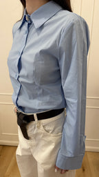 Camicia bottone gioiello celeste Susy Mix
