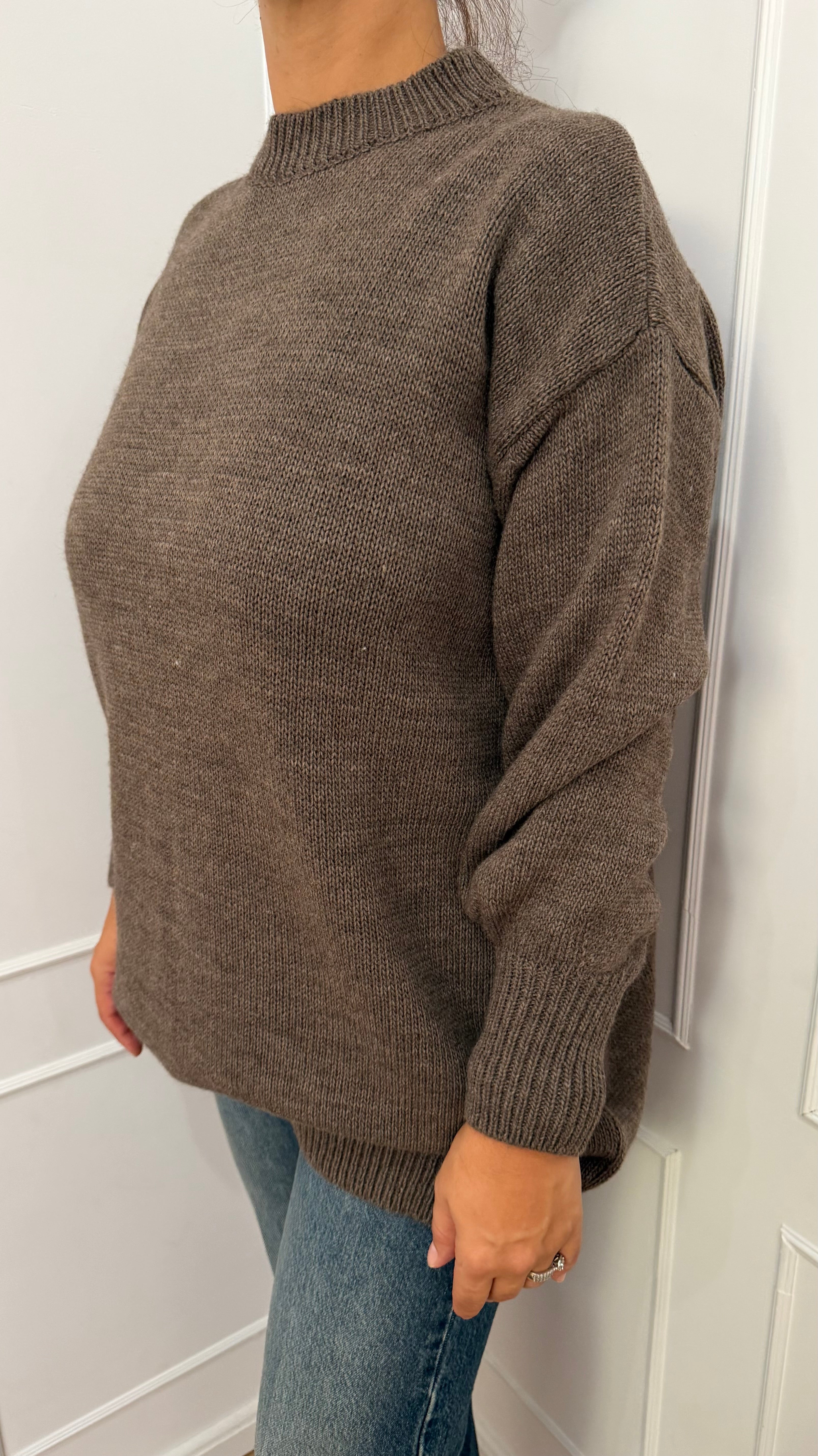 MAGLIA OVER GIROCOLLO E POLSI A SBUFFO TORTORA HAVEONE