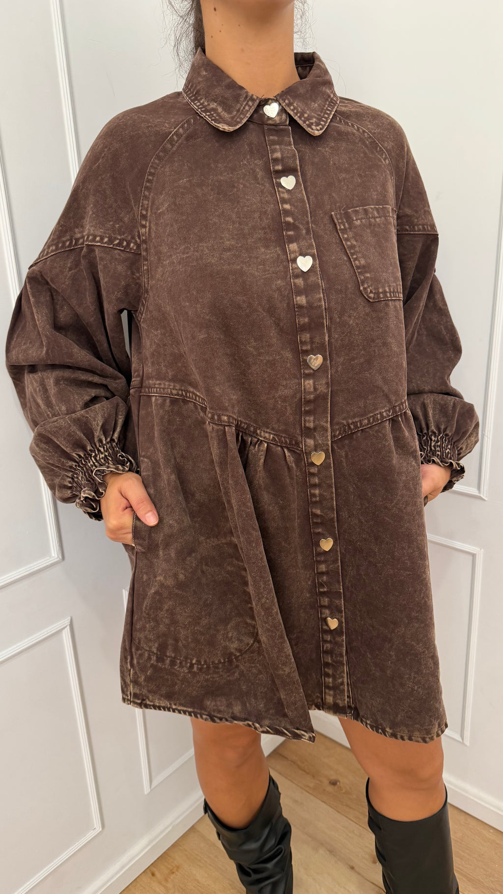 Abito denim cuoricini