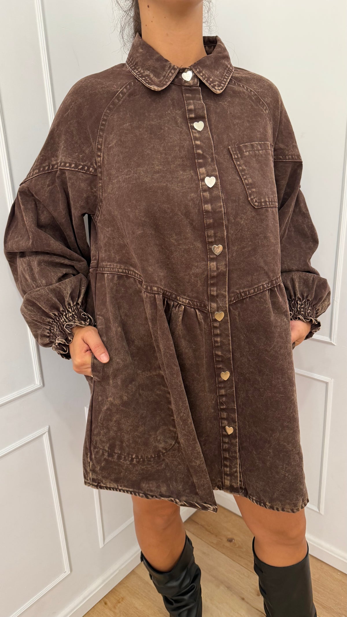 Abito denim cuoricini