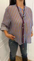 Camicia nomad con collana righe celeste Haveone