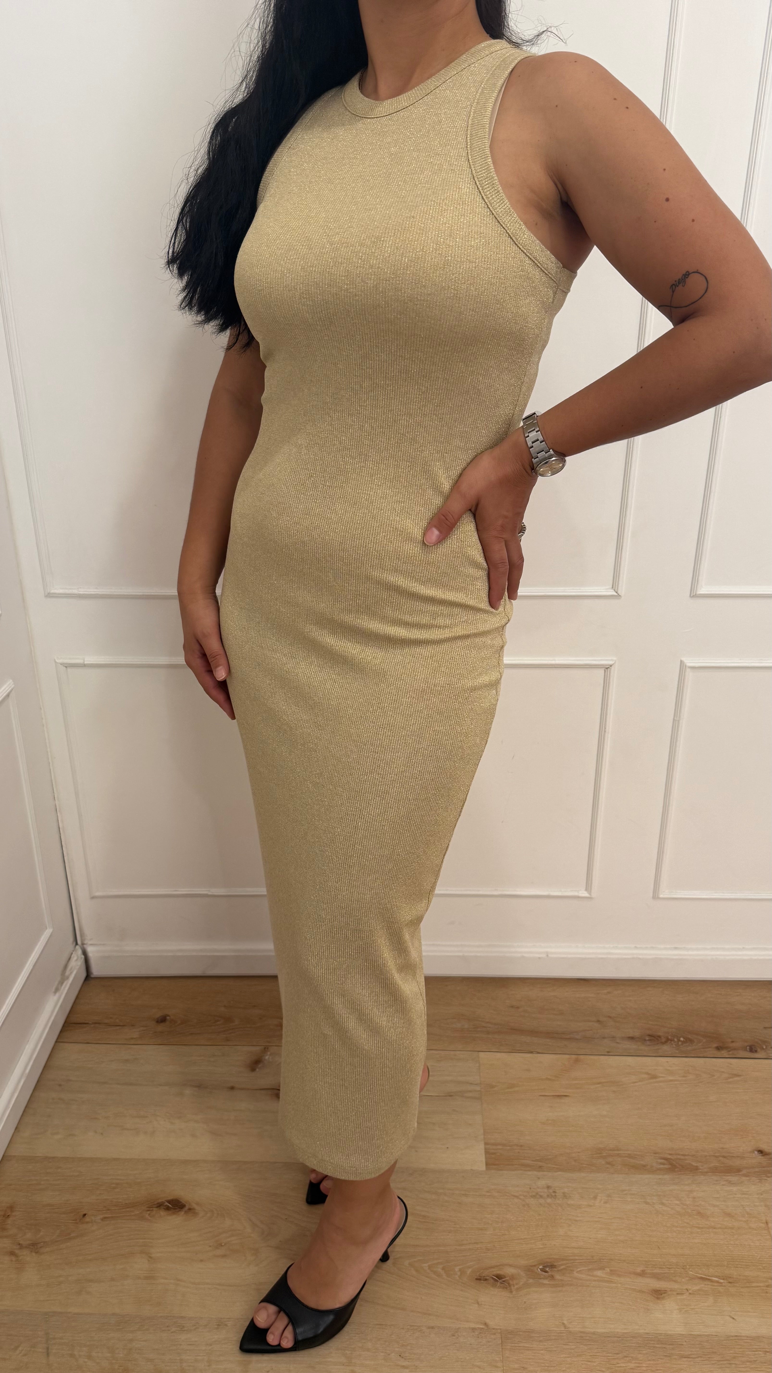 Abito lurex midi oro vicolo