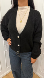 CARDIGAN BOTTONI GIOIELLO NERO - HAVEONE