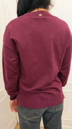 Maglia paricollo over lurex bordaux griffai