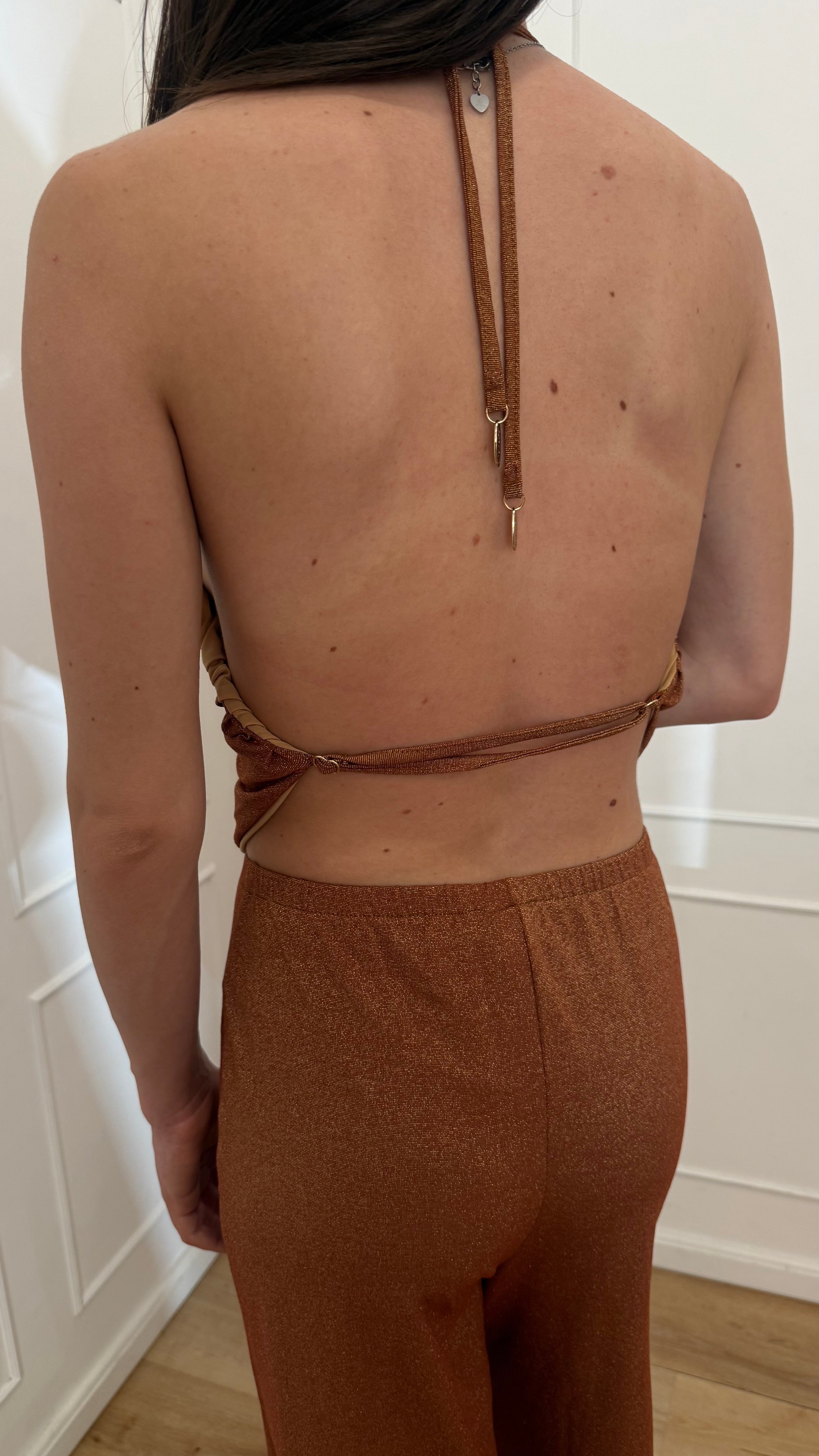 Crop top in maglia rigata lurex Cotazur