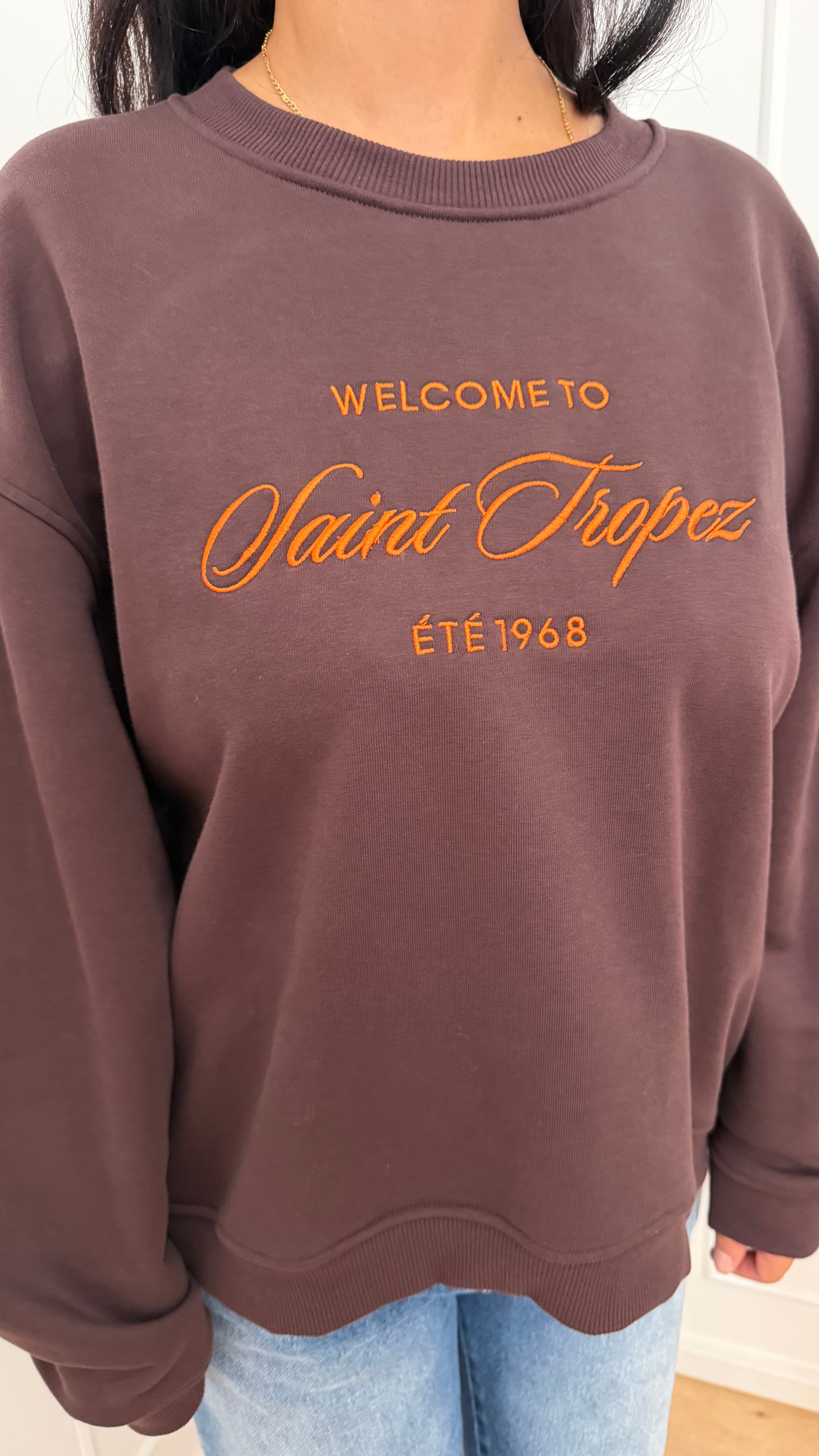 Felpa over Cioccolato stampa Saint Tropez Vicolo