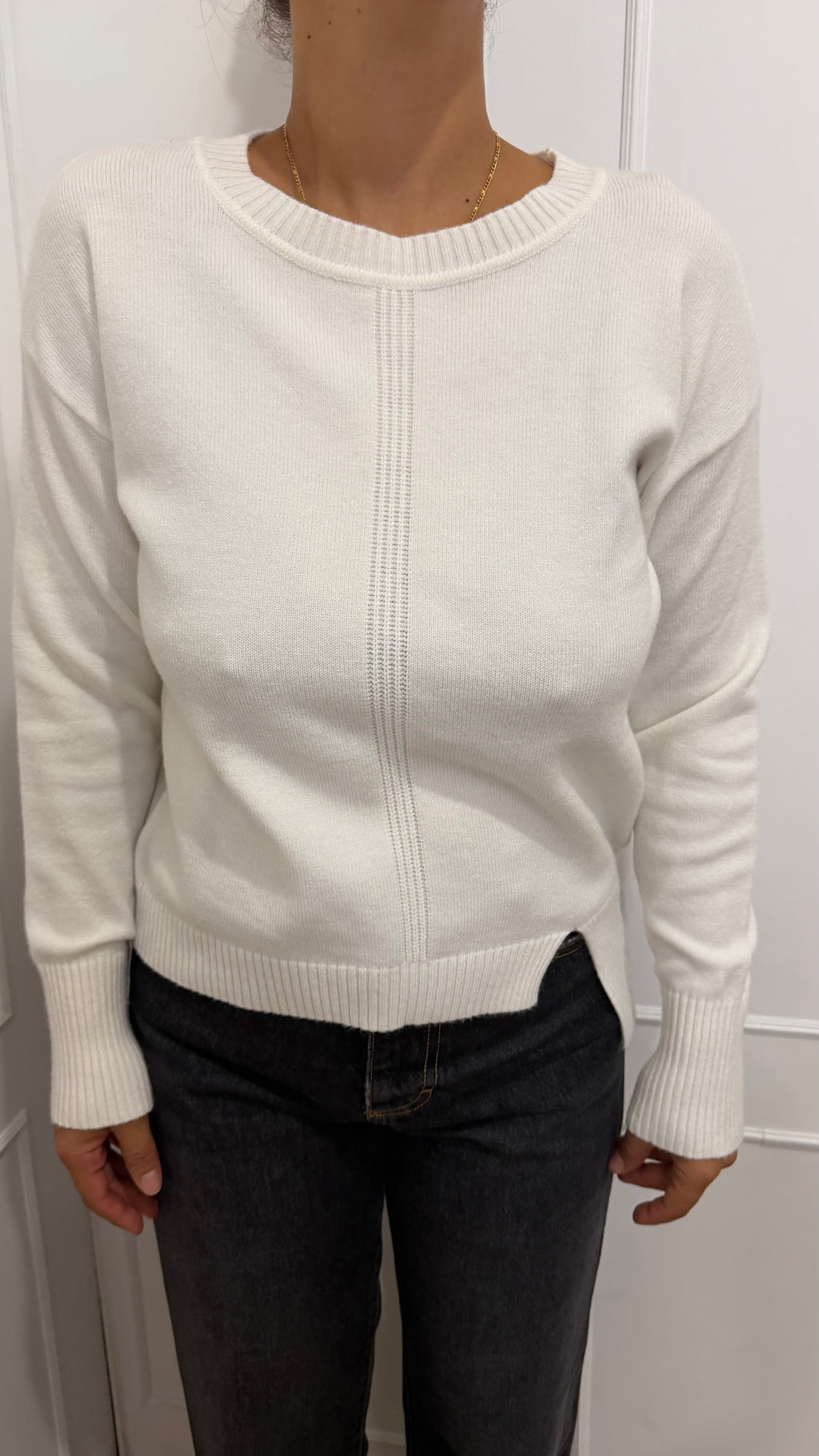 Maglia Paricollo con spacchetti viscosa panna Griffai