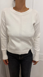Maglia Paricollo con spacchetti viscosa panna Griffai