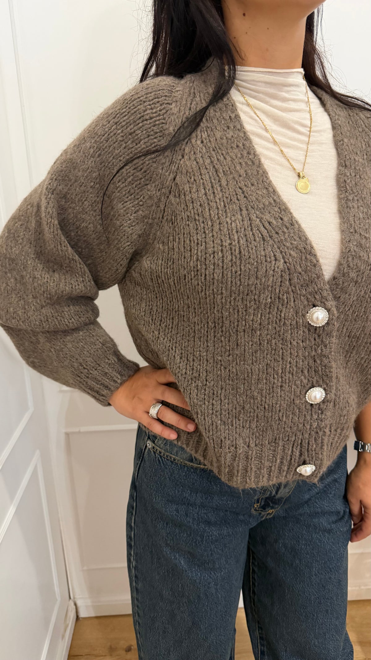 CARDIGAN BOTTONI GIOIELLO TORTORA HAVEONE
