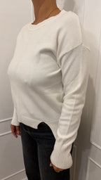 Maglia Paricollo con spacchetti viscosa panna Griffai