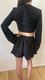 Shorts corto treccia nero Cotazur
