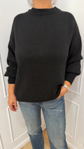 MAGLIA OVER GIROCOLLO E POLSI A SBUFFO NERO HAVEONE