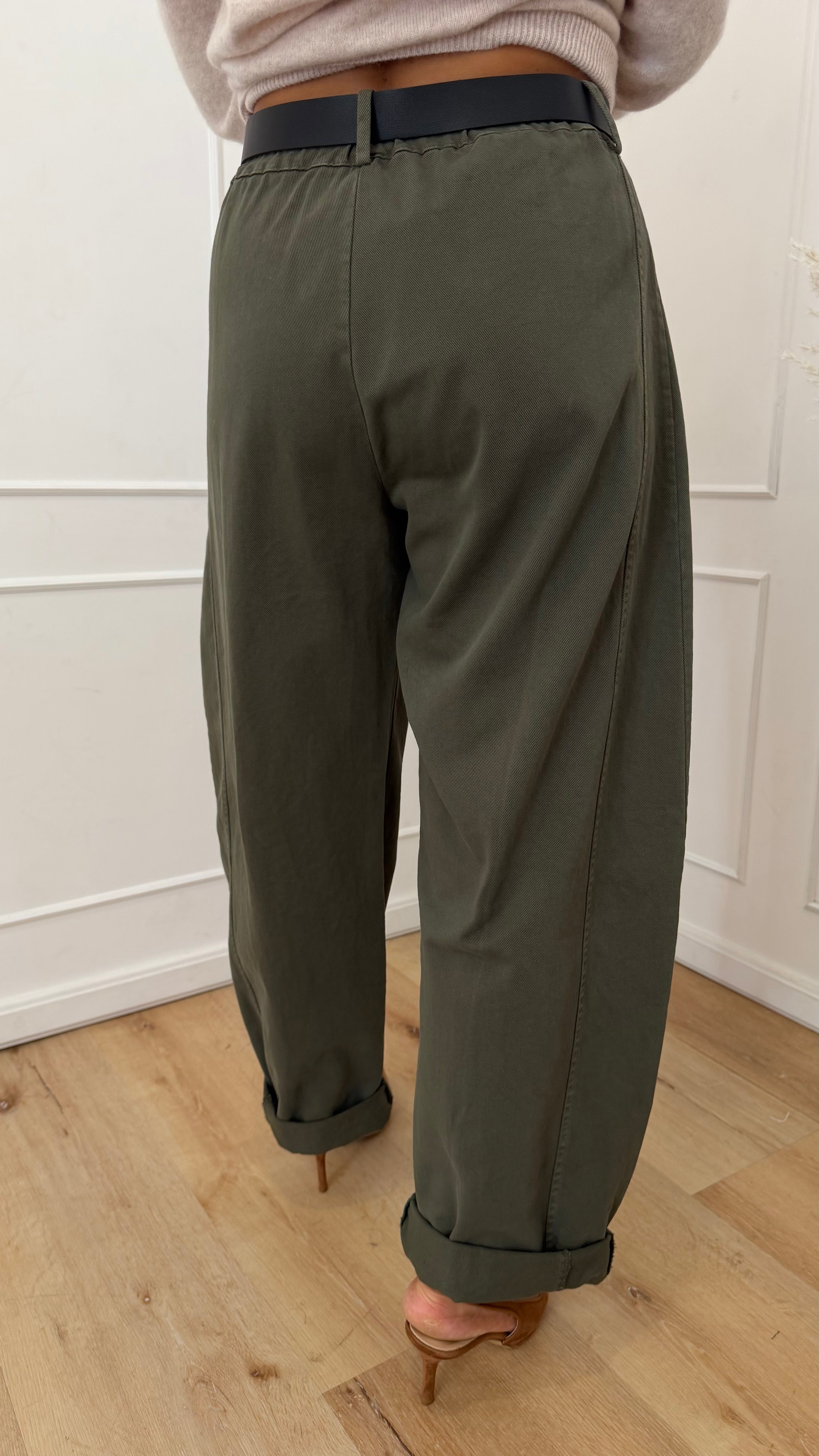 Pantalone ovetto stellina verde militare  susymix