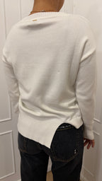 Maglia Paricollo con spacchetti viscosa panna Griffai