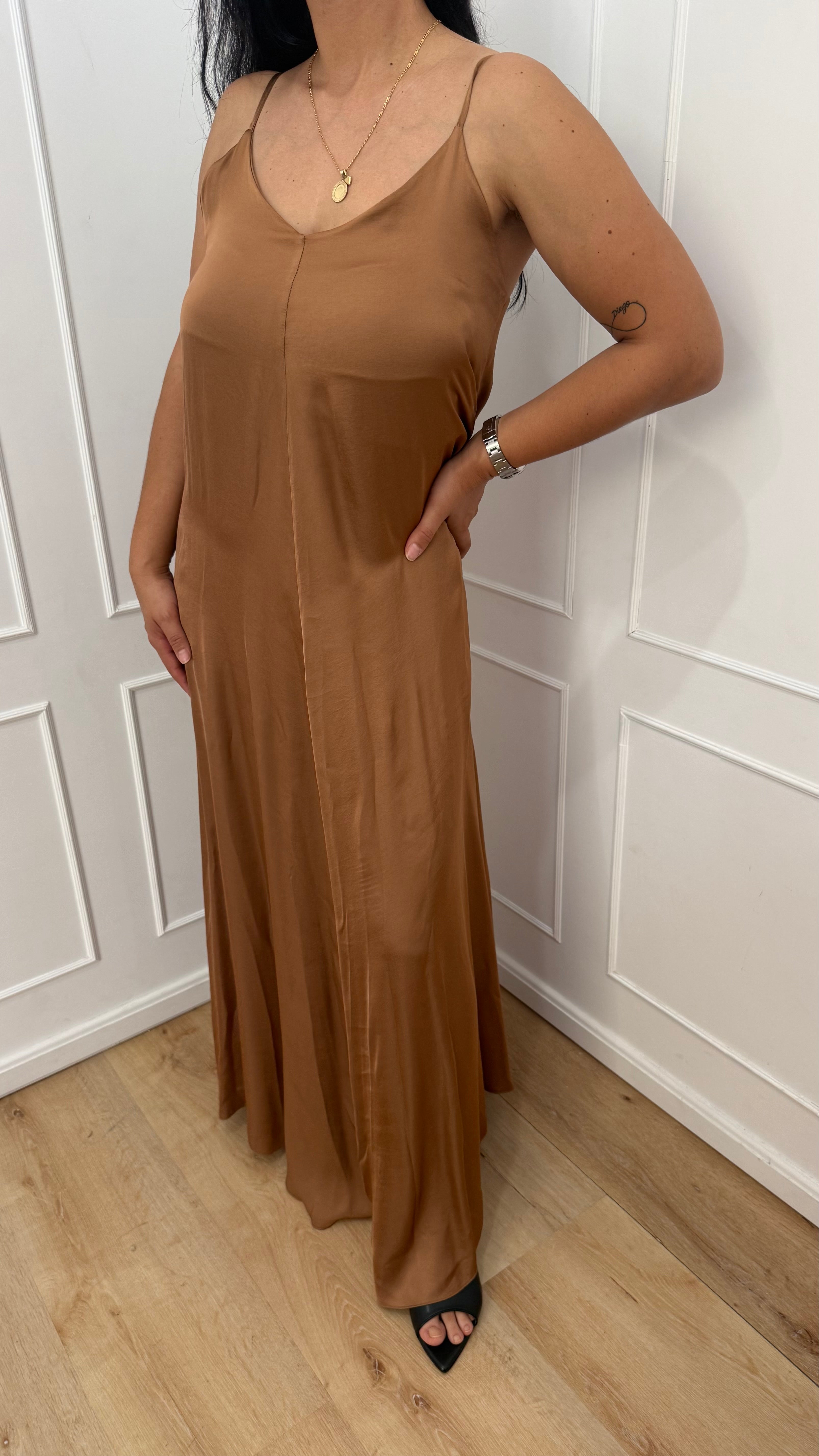 Vestito lungo svasato bronzo Vicolo